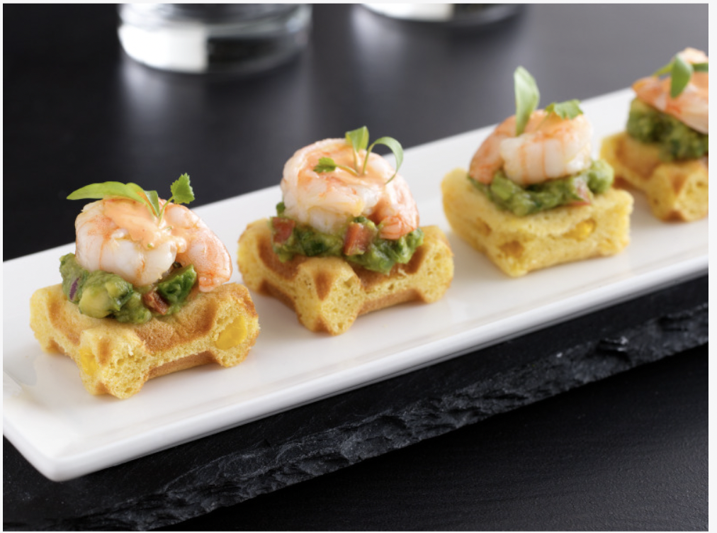 Shrimp and waffle bites for private events