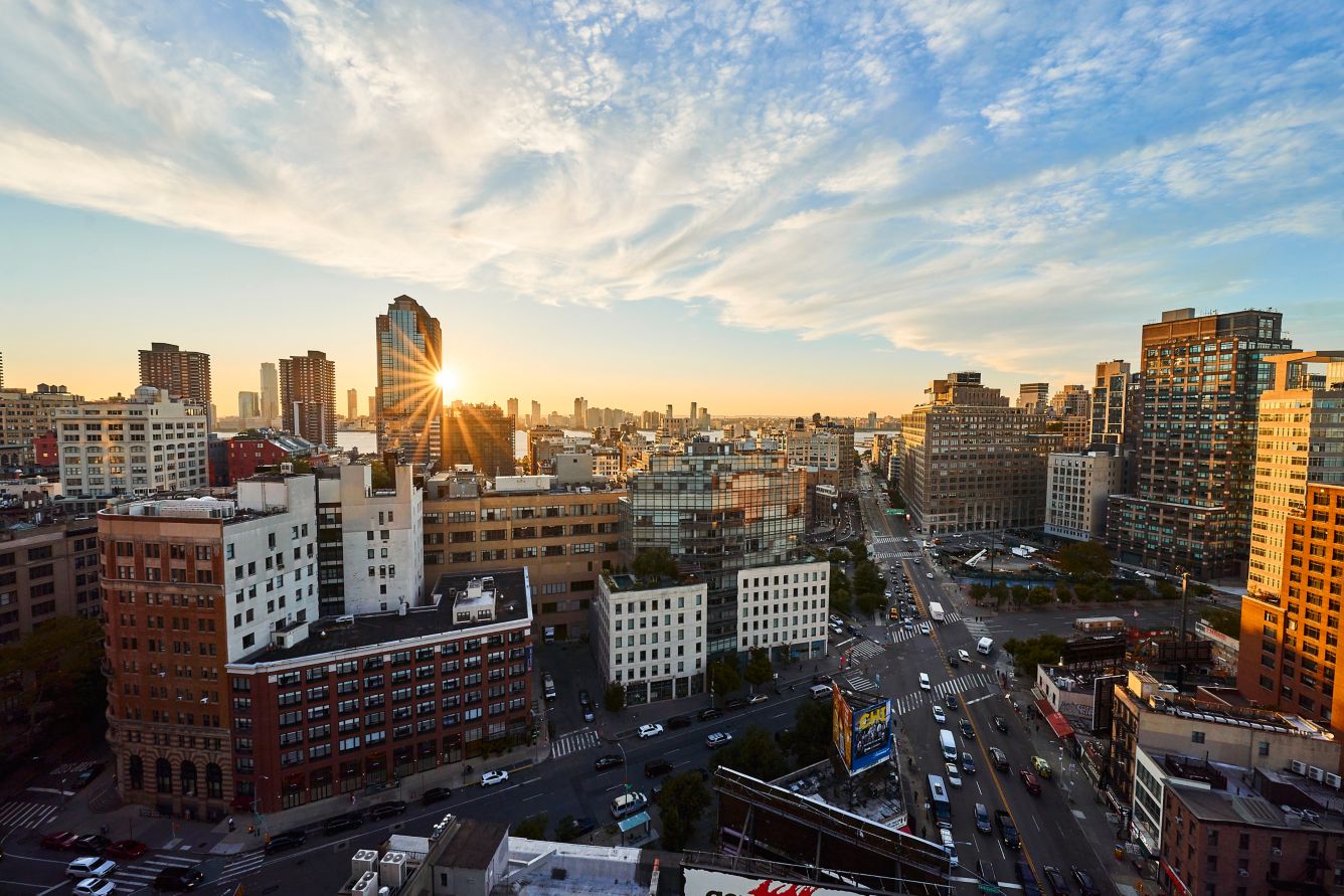 Tribeca skyline and sunset view from the terrace